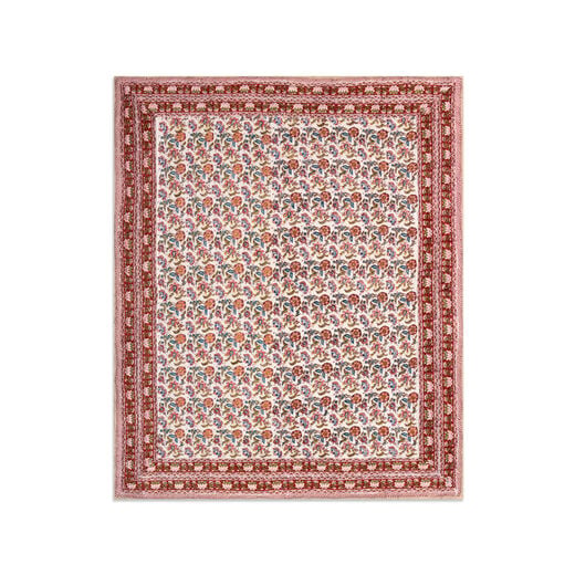 Red hand-printed cotton quilt