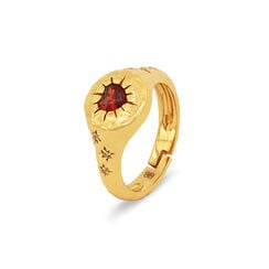 Red garnet heart fingertip ring by Ottoman Hands
