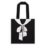 Black regular size tote bag featuring the cravat trompe l'oeil jumper