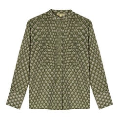 Green pleated cotton blouse