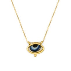 Porcelain evil eye pendant necklace by Ottoman Hands