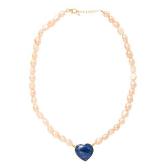 Lapis and rose pearl necklace by Carousel Jewels